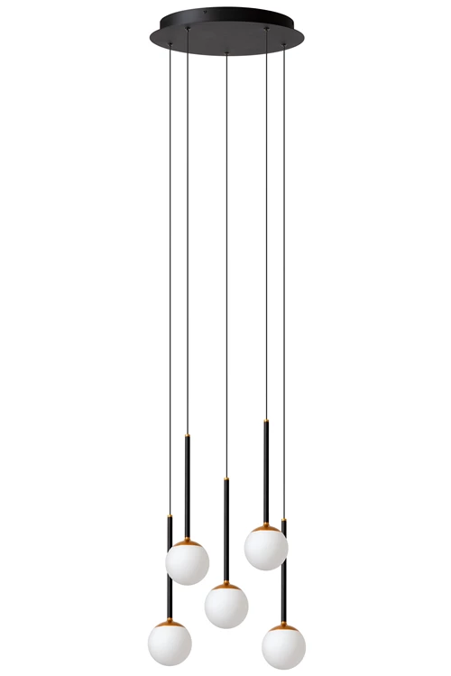 Lucide CALINA - Pendant light - Ø 41,9 cm - LED Dim. - CCT - 5x7,4W 2200K/3300K - Black | Premium - turned off